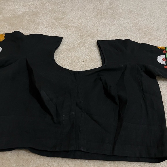 Black and Yellow Embroidered Chaniya Choli with Scarf - Picture 4 of 11